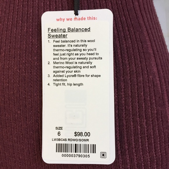 NWT LULULEMON FEELING BALANCED SWEATER - 6 or 8 - Picture 3 of 8